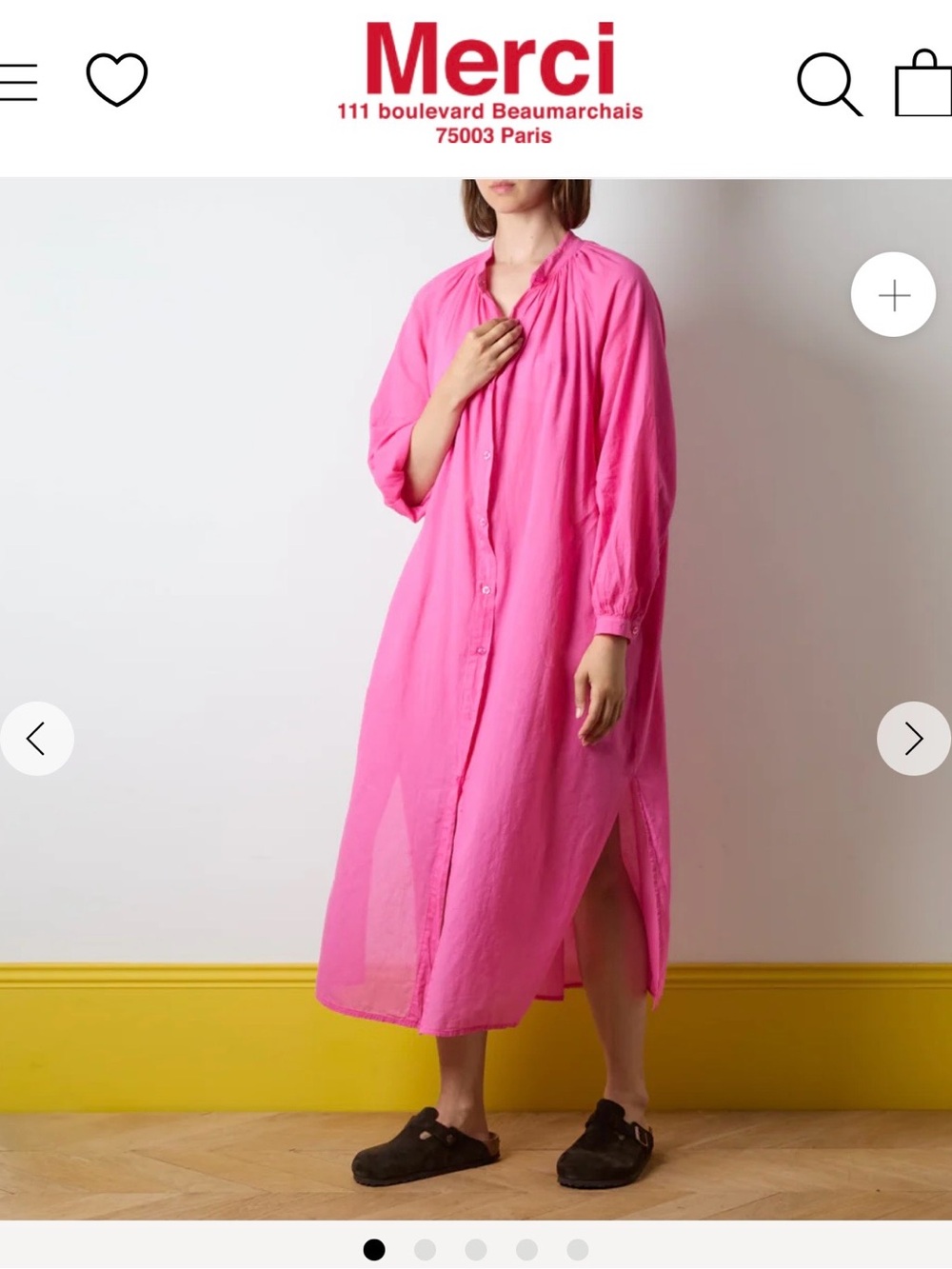 Merci Bright Pink Button-Front Maxi Dress- one size 100% cotton fits M/L